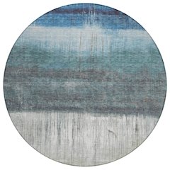 Machine Washable Indoor/Outdoor Chantille ACN2118 Blue 8' x 8' Round Rug