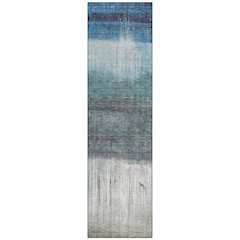 Machine Washable Indoor/Outdoor Chantille ACN2118 Blue 2'3" x 7'6" Runner Rug