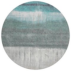 Machine Washable Indoor/Outdoor Chantille ACN2118 Teal 8' x 8' Round Rug