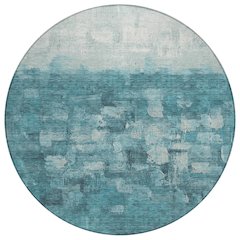 Machine Washable Indoor/Outdoor Chantille ACN2119 Teal 8' x 8' Round Rug