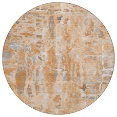 Machine Washable Indoor/Outdoor Chantille ACN2120 Orange 8' x 8' Round Rug