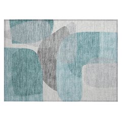 Machine Washable Indoor/Outdoor Chantille ACN2121 Teal 1'8" x 2'6" Rug