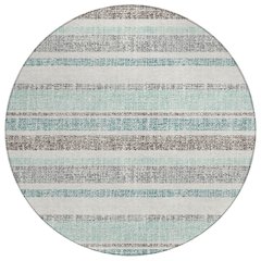 Machine Washable Indoor/Outdoor Chantille ACN2122 Teal 8' x 8' Round Rug