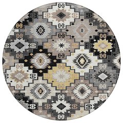 Machine Washable Indoor/Outdoor Chantille ACN2123 Black 8' x 8' Round Rug