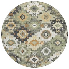 Machine Washable Indoor/Outdoor Chantille ACN2123 Fern 8' x 8' Round Rug