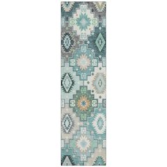 Machine Washable Indoor/Outdoor Chantille ACN2123 Teal 2'3" x 7'6" Runner Rug