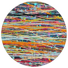 Machine Washable Indoor/Outdoor Chantille ACN2125 Orange 8' x 8' Round Rug