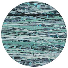 Machine Washable Indoor/Outdoor Chantille ACN2126 Teal 8' x 8' Round Rug
