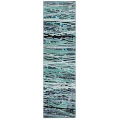 Machine Washable Indoor/Outdoor Chantille ACN2126 Teal 2'3" x 7'6" Runner Rug