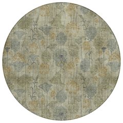 Machine Washable Indoor/Outdoor Chantille ACN2128 Khaki 8' x 8' Round Rug