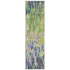 Machine Washable Indoor/Outdoor Chantille ACN2129 Green 2'3" x 7'6" Runner Rug