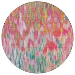 Machine Washable Indoor/Outdoor Chantille ACN2129 Pink 8' x 8' Round Rug