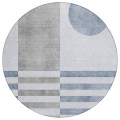 Machine Washable Indoor/Outdoor Chantille ACN2131 Blue 8' x 8' Round Rug