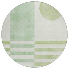 Machine Washable Indoor/Outdoor Chantille ACN2131 Green 8' x 8' Round Rug