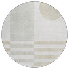Machine Washable Indoor/Outdoor Chantille ACN2131 Linen 8' x 8' Round Rug