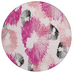 Machine Washable Indoor/Outdoor Chantille ACN2132 Pink 8' x 8' Round Rug