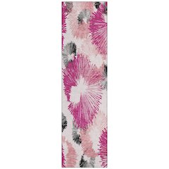 Machine Washable Indoor/Outdoor Chantille ACN2132 Pink 2'3" x 7'6" Runner Rug