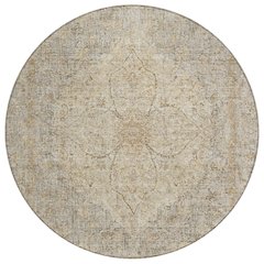 Machine Washable Indoor/Outdoor Chantille ACN2136 Beige 8' x 8' Round Rug