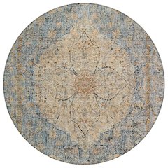 Machine Washable Indoor/Outdoor Chantille ACN2136 Blue 8' x 8' Round Rug