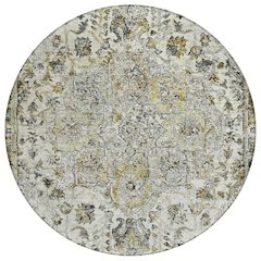Machine Washable Indoor/Outdoor Chantille ACN2138 Beige 8' x 8' Round Rug
