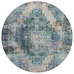 Machine Washable Indoor/Outdoor Chantille ACN2139 Green 8' x 8' Round Rug