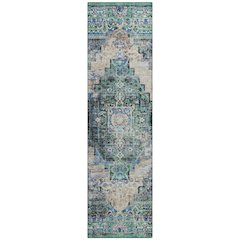 Machine Washable Indoor/Outdoor Chantille ACN2139 Green 2'3" x 7'6" Runner Rug