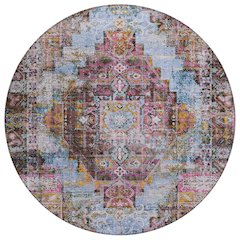 Machine Washable Indoor/Outdoor Chantille ACN2139 Pink 8' x 8' Round Rug