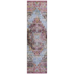 Machine Washable Indoor/Outdoor Chantille ACN2139 Pink 2'3" x 7'6" Runner Rug