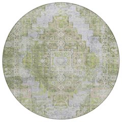 Machine Washable Indoor/Outdoor Chantille ACN2140 Aloe 8' x 8' Round Rug