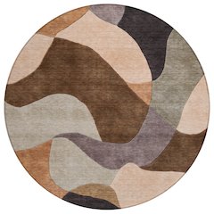 Machine Washable Indoor/Outdoor Chantille ACN2141 Chocolate 8' x 8' Round Rug