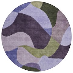 Machine Washable Indoor/Outdoor Chantille ACN2141 Purple 8' x 8' Round Rug