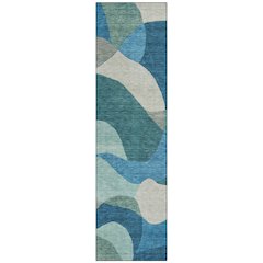 Machine Washable Indoor/Outdoor Chantille ACN2141 Teal 2'3" x 7'6" Runner Rug