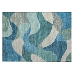 Machine Washable Indoor/Outdoor Chantille ACN2141 Teal 1'8" x 2'6" Rug