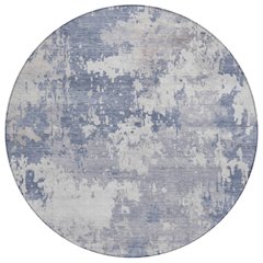 Machine Washable Indoor/Outdoor Chantille ACN2142 Denim 8' x 8' Round Rug