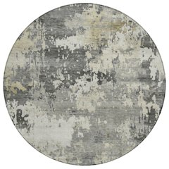 Machine Washable Indoor/Outdoor Chantille ACN2142 Pewter 8' x 8' Round Rug