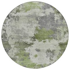 Machine Washable Indoor/Outdoor Chantille ACN2144 Olive 8' x 8' Round Rug