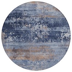 Machine Washable Indoor/Outdoor Chantille ACN2146 Blue 8' x 8' Round Rug
