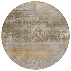 Machine Washable Indoor/Outdoor Chantille ACN2146 Brown 8' x 8' Round Rug