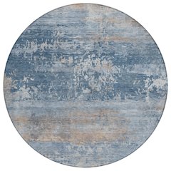 Machine Washable Indoor/Outdoor Chantille ACN2146 Denim 8' x 8' Round Rug