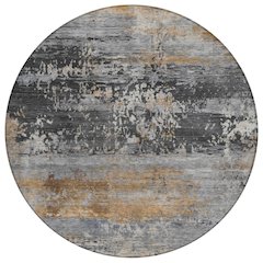 Machine Washable Indoor/Outdoor Chantille ACN2146 Gray 8' x 8' Round Rug
