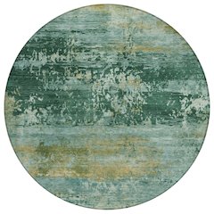Machine Washable Indoor/Outdoor Chantille ACN2146 Green 8' x 8' Round Rug
