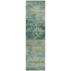 Machine Washable Indoor/Outdoor Chantille ACN2146 Green 2'3" x 7'6" Runner Rug