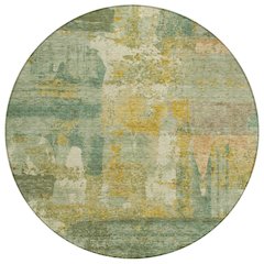 Machine Washable Indoor/Outdoor Chantille ACN2147 Green 8' x 8' Round Rug