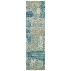 Machine Washable Indoor/Outdoor Chantille ACN2147 Teal 2'3" x 7'6" Runner Rug