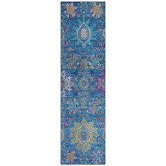Machine Washable Indoor/Outdoor Chantille ACN2151 Blue 2'3" x 7'6" Runner Rug