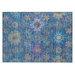 Machine Washable Indoor/Outdoor Chantille ACN2151 Blue 1'8" x 2'6" Rug