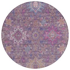 Machine Washable Indoor/Outdoor Chantille ACN2151 Eggplant 8' x 8' Round Rug