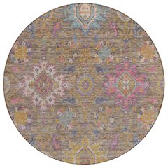 Machine Washable Indoor/Outdoor Chantille ACN2151 Mocha 8' x 8' Round Rug