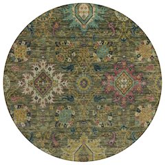 Machine Washable Indoor/Outdoor Chantille ACN2151 Olive 8' x 8' Round Rug