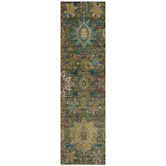 Machine Washable Indoor/Outdoor Chantille ACN2151 Olive 2'3" x 7'6" Runner Rug